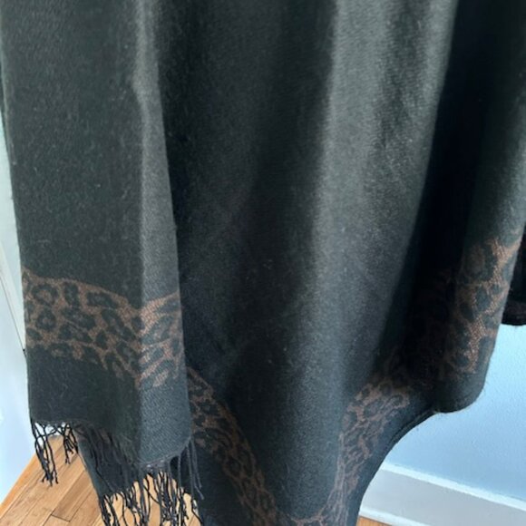 Women's Wool Blend Wrap in Brown and Black - Picture 2 of 6